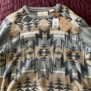 weatherproof brand men's crew neck sweater  size L  tan/grey  nwt